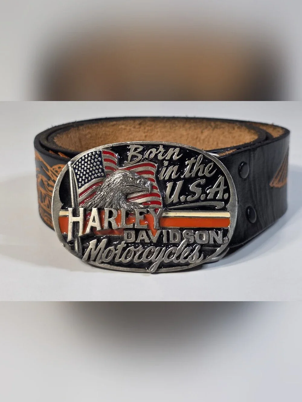 Harley-Davidson Vintage Black Leather Belt 40